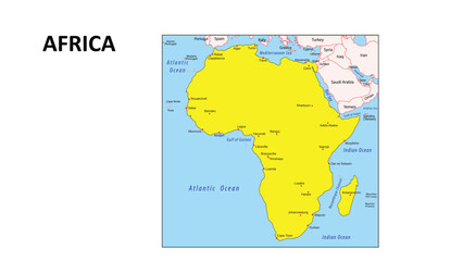 Africa Map. Major Countries in Africa. Political map of Africa with border and neighbouring countries.