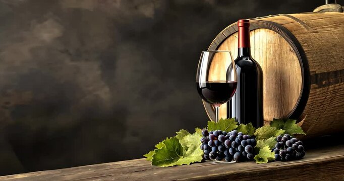 Pouring Red Wine in Rustic Setting