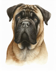 Obraz premium Watercolor Painting Of Bullmastiff isolated on white background