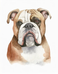 Obraz premium Watercolor Painting Of Bulldog isolated on white background