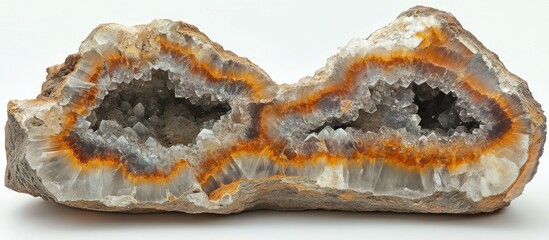 Obraz premium Geode crystal cluster interior, white background, specimen