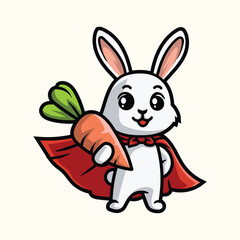 Cute Bunny  Rabbit Superhero Mascot