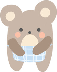 Cartoon bear wearing a blue apron