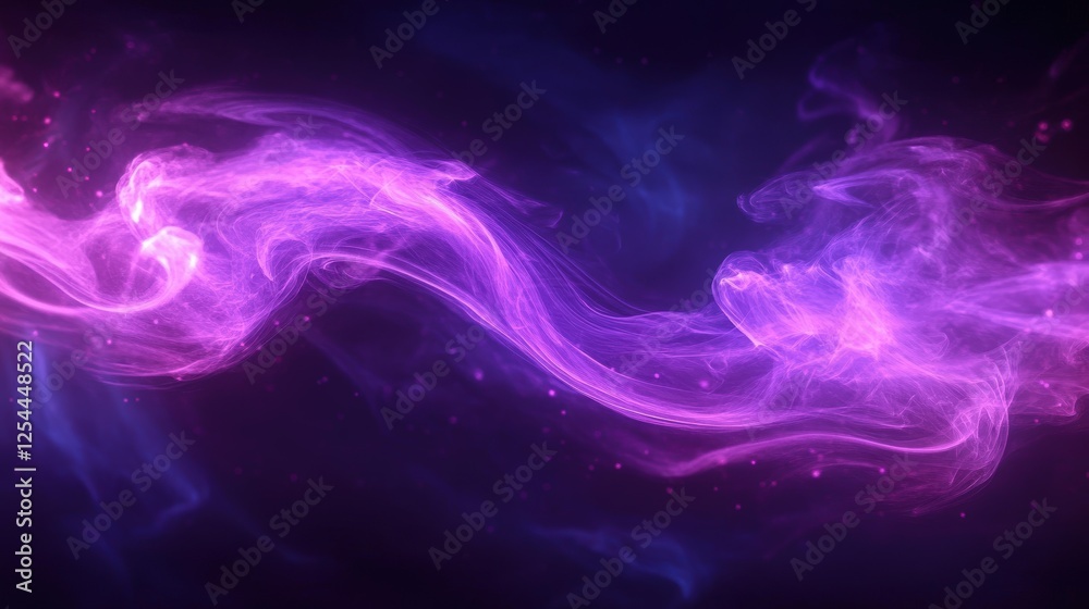 Poster two purple waves of smoke swirl around each other in a beautiful display of light and color creating