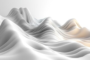 Obraz premium Abstract representation of smooth, flowing hills in a minimalist white landscape with soft shadows