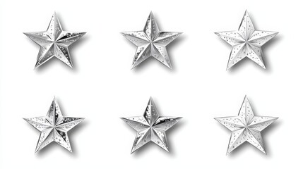 Obraz premium Sparkling 3D Vector Collection of White Stars on a Bright Background for Festive Decorations, Graphics, and Unique Design Elements