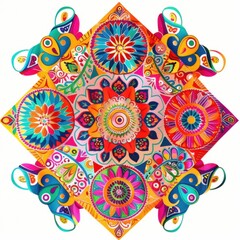 Colorful Mandala Design with Intricate Patterns and Vibrant Hues