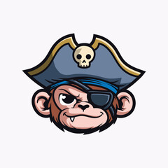  Pirate monkey Head Captain Mascot