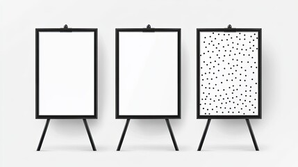 Three stylish blank frames displayed in a modern setting, ready for creative artwork or advertising