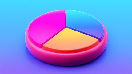 Colorful 3D pie chart data analysis; vibrant background