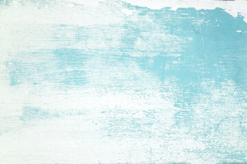 Vintage beach wood background - Old weathered wooden plank painted in turquoise or blue sea color...