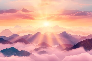 Obraz premium St patrick's day celebration scenic sunrise over mountain landscape nature's beauty