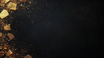 Gold Glitter Particles On Dark Background