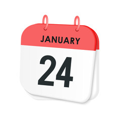 24th January daily calendar icon template. January 24 day calendar design. Single day calendar in vector illustration flat style.