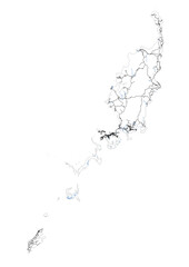 highway map Badeldaop Island in Palau country with black and white color