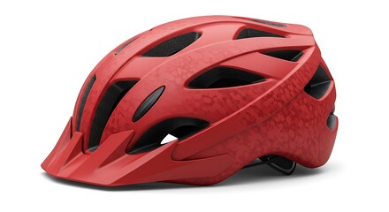 Fototapeta premium Red Bike Helmet with Visor Protection for Cycling Safety