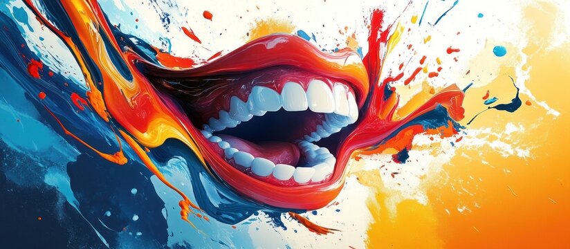 Colorful mouth paint splash background