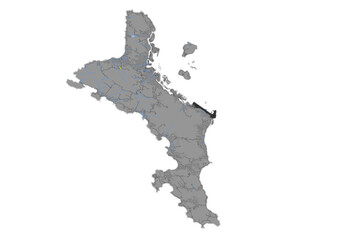 Naklejka premium map of building highways and waterways on mahe island Seychelles country with gray color