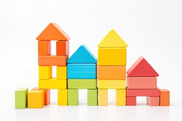 Toy block white background construction.