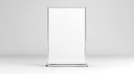Clear acrylic display stand on a minimalistic background showcasing product marketing space