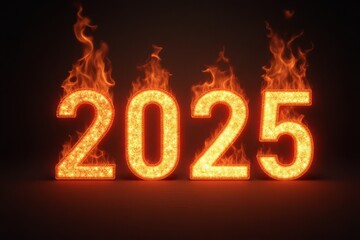 Fiery 2025 New Year s Eve Countdown Flaming Numbers Design