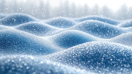 Undulating snow drifts, light snowfall, winter landscape.