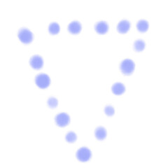 ぽってりドットで描いた柔らかな紫色の三角形