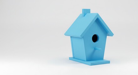 Cute Blue Birdhouse in Studio Setting for Garden and Bird Lovers