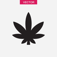 Cannabis, marijuana leaf icon.vector flat black simple trendy style illustration for web and app..eps