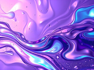 Abstract Liquid Flow: A mesmerizing digital abstract painting of vibrant, iridescent liquid in hues of purple, blue, and white. The fluid forms dance and swirl across the canvas.