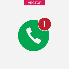 Phone icon, one missed call sign,vector flat simple trendy style illustration for web and app..eps