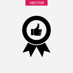 Award appreciation. Thumb up icon.vector flat black simple trendy style illustration for web and app..eps