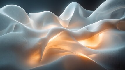 Obraz premium Glowing fabric waves, dark background, abstract texture, design element