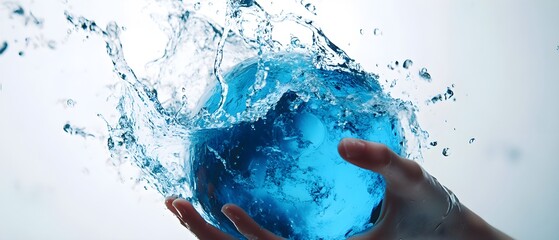 Fototapeta premium Hand hold water splash. world water day concept. earth day