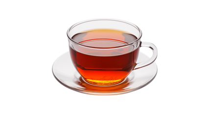 Aromatic Black Tea in Glass Cup on Saucer