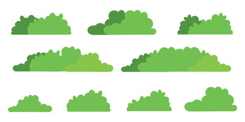 collection of green bushes and grass elements