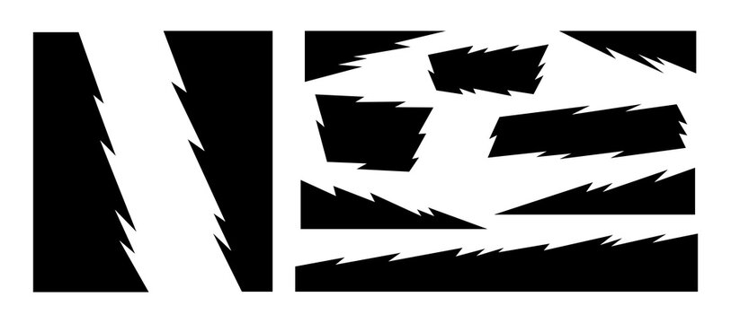 cool sport style jagged edge frame and border graphic element vector set