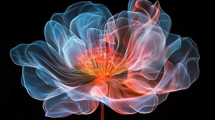 Obraz premium Abstract flower compute generated image on black background