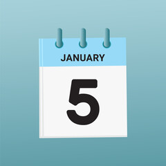 5th February daily calendar icon template. February 5 day calendar design. Single day calendar in vector illustration flat style.