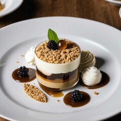 Tiramisu iced with melted chocolate