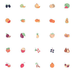 set of fruit vector icons with white background