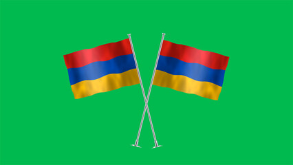 High detailed flag of Armenia. National Armenia flag. Asia. 3D illustration. Green Background.