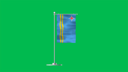 High detailed flag of Aruba. National Aruba flag. South America. 3D illustration.