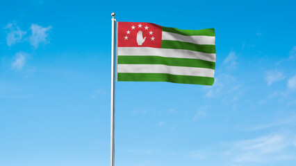 High detailed flag of Abkhazia. National Abkhazia flag. Republic of Abkhazia. 3D illustration.