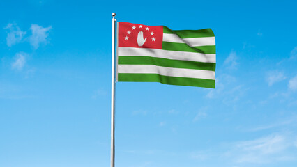 High detailed flag of Abkhazia. National Abkhazia flag. Republic of Abkhazia. 3D illustration.