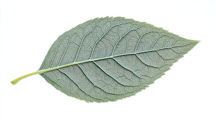 Obraz premium Green leaf isolated on white background; nature botany detail