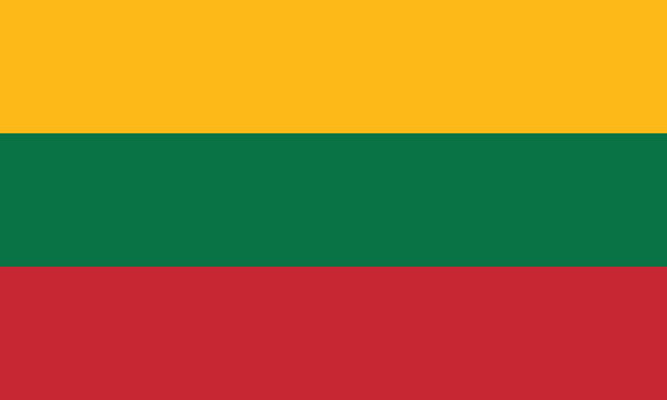 Lithuania flag official colors and proportion digital vector illustration.