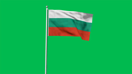 High detailed flag of Bulgaria. National Bulgaria flag. Europe. 3D Render. Green Background.