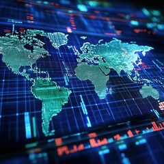 Global network data visualization on digital screen