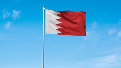 High detailed flag of Bahrain. National Bahrain flag. Asia. 3D illustration.